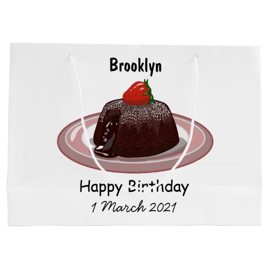 Cartoon zur Darstellung von Lavakuchen Große Geschenktüte (Rückseite)