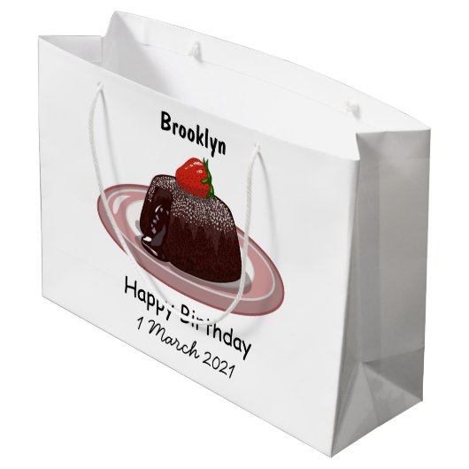 Cartoon zur Darstellung von Lavakuchen Große Geschenktüte (Rückseite Schrägansicht)