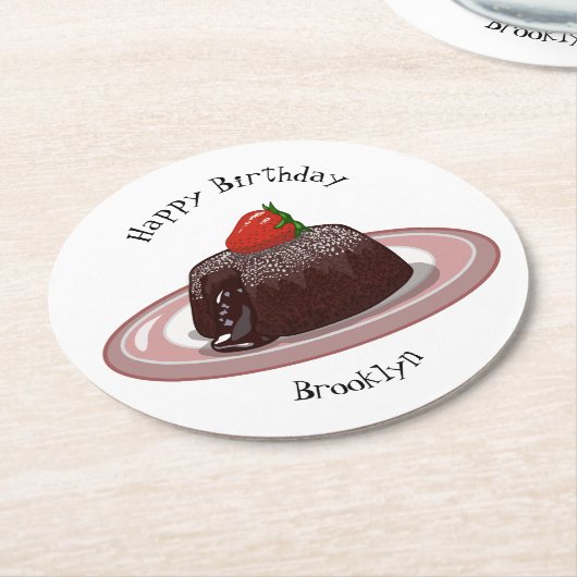 Cartoon zur Darstellung von Lavakuchen Runder Pappuntersetzer (Angewinkelt)