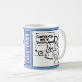 Cartoon zur Entsorgung vertraulicher Abfälle. Kaffeetasse (VorderseiteRechts)