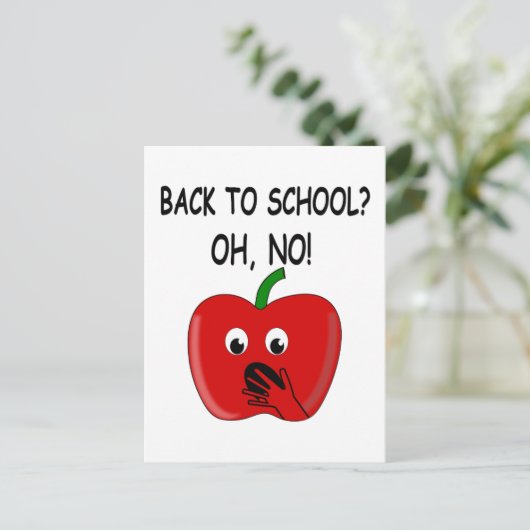 Cartoon zurück zum Schulapfel Postkarte (Stehend Vorderseite)