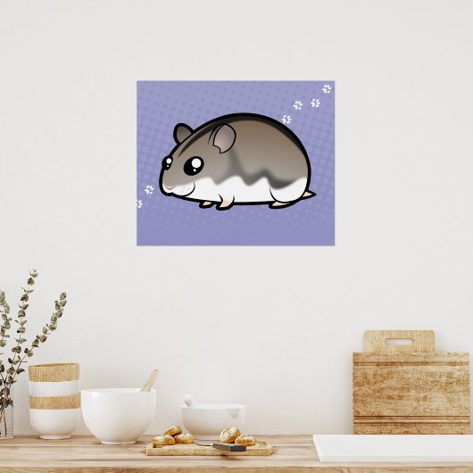 Cartoon Zwarf Hamster Poster (Küche)