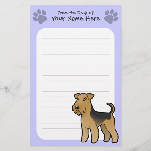 Cartoonairedale-Terrier/Waliser-Terrier Briefpapier (Vorderseite)