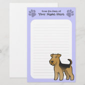 Cartoonairedale-Terrier/Waliser-Terrier Briefpapier (Vorne/Hinten)