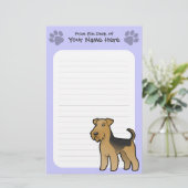 Cartoonairedale-Terrier/Waliser-Terrier Briefpapier (Stehend Vorderseite)