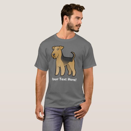 Cartoonairedale-Terrier/Waliser-Terrier T-Shirt (Vorne ganz)
