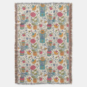 Cartoonblumenmuster mit Vögeln 2 Decke (Vorderseite Vertikal)