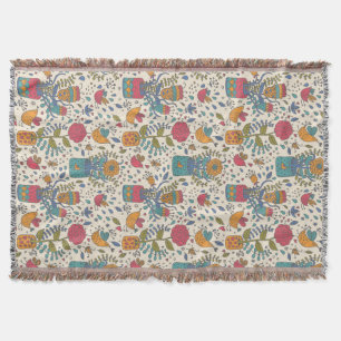 Cartoonblumenmuster mit Vögeln 2 Decke