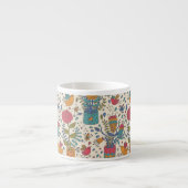 Cartoonblumenmuster mit Vögeln 2 Espressotasse (Vorderseite)