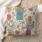Cartoonblumenmuster mit Vögeln 2 Kissen (Decke)
