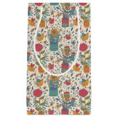 Cartoonblumenmuster mit Vögeln 2 Kleine Geschenktüte (Vorderseite)