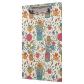 Cartoonblumenmuster mit Vögeln 2 Klemmbrett (Links)