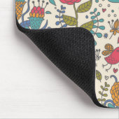 Cartoonblumenmuster mit Vögeln 2 Mousepad (Ecke)
