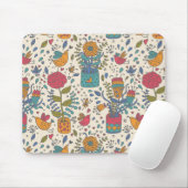 Cartoonblumenmuster mit Vögeln 2 Mousepad (Mit Mouse)