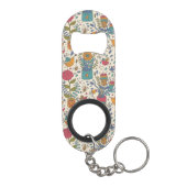 Cartoonblumenmuster mit Vögeln 2 Schlüsselanhänger Flaschenöffner (Rückseite)