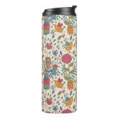 Cartoonblumenmuster mit Vögeln 2 Thermosbecher (Nach links gedreht)
