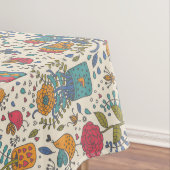 Cartoonblumenmuster mit Vögeln 2 Tischdecke (Beispiel)