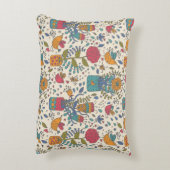 Cartoonblumenmuster mit Vögeln 2 Zierkissen (Rückseite(Vertikal))