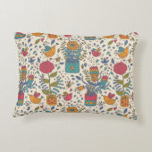 Cartoonblumenmuster mit Vögeln 2 Zierkissen (Rückseite)