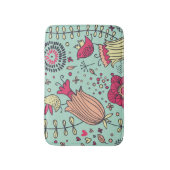 Cartoonblumenmuster mit Vögeln Badematte (Vorderseite Vertikal)