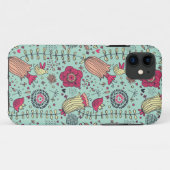 Cartoonblumenmuster mit Vögeln Case-Mate iPhone Hülle (Rückseite (Horizontal))