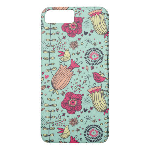 Cartoonblumenmuster mit Vögeln Case-Mate iPhone Hülle