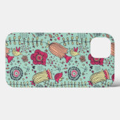 Cartoonblumenmuster mit Vögeln Case-Mate iPhone Hülle (Rückseite (Horizontal))