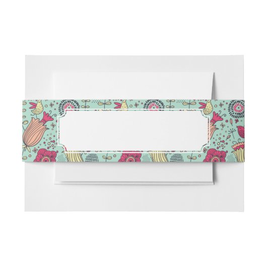 Cartoonblumenmuster mit Vögeln Einladungsbanderole (Vorderseite Beispiel)