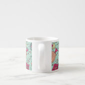 Cartoonblumenmuster mit Vögeln Espressotasse (Rückseite)