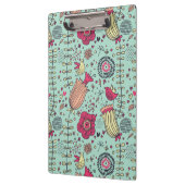 Cartoonblumenmuster mit Vögeln Klemmbrett (Links)