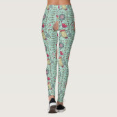 Cartoonblumenmuster mit Vögeln Leggings (Rückseite)