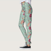 Cartoonblumenmuster mit Vögeln Leggings (Links)
