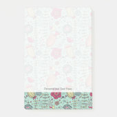 Cartoonblumenmuster mit Vögeln Post-it Klebezettel (Vorderseite)