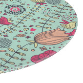 Cartoonblumenmuster mit Vögeln Schneidebrett (Ecke)