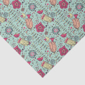 Cartoonblumenmuster mit Vögeln Seidenpapier (Ausschnitt)