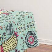 Cartoonblumenmuster mit Vögeln Tischdecke (Beispiel)