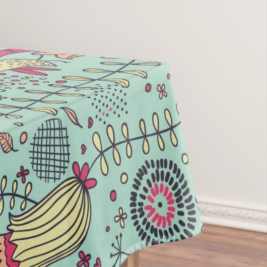 Cartoonblumenmuster mit Vögeln Tischdecke (Beispiel)