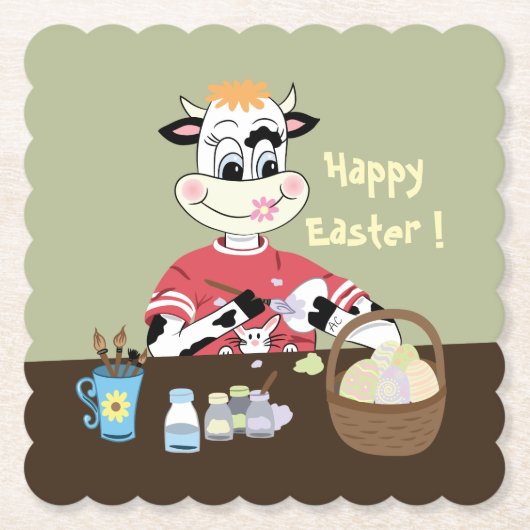 Cartoonbraune und grüne OsternpapierUntersetzer Untersetzer (Vorderseite)