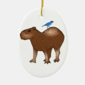 CartoonCapybara mit blauem Vogel auf seiner Keramikornament (Vorne)