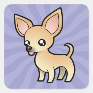 CartoonChihuahua (glatter Mantel) Quadratischer Aufkleber