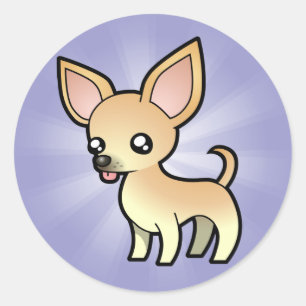 CartoonChihuahua (glatter Mantel) Runder Aufkleber