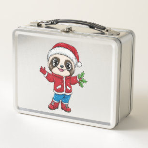 Cartoonfaultier trägt Weihnachten Metall Brotdose
