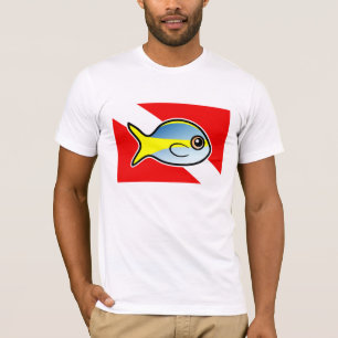 Cartoongelbschwanzsnapper-Tauchen-Flagge T-Shirt