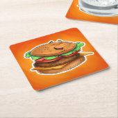 Cartoonhamburger-Untersetzer Rechteckiger Pappuntersetzer (angewinkelt)