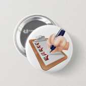 Cartoonhand, die Übersicht abschließt Button (Vorne & Hinten)