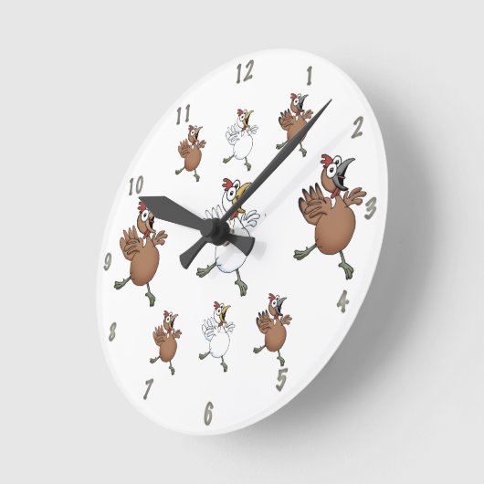Cartoonhuhn-Wanduhr Runde Wanduhr (Winkel)