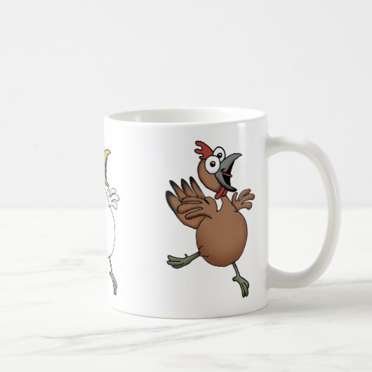 Cartoonhühner auf einem Becher Kaffeetasse (Rechts)