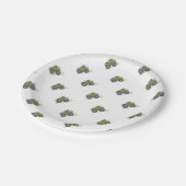 Cartoonillustration eines Elefanten, der einen Pappteller (Schrägansicht)