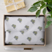 Cartoonillustration eines Elefanten, der einen Seidenpapier (Geschenk)