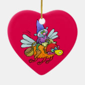 Cartoonillustration eines Gnome, der eine Biene Keramik Ornament (Hinten)